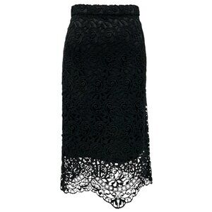 Burberry Black Lace Pencil Midi Skirt
